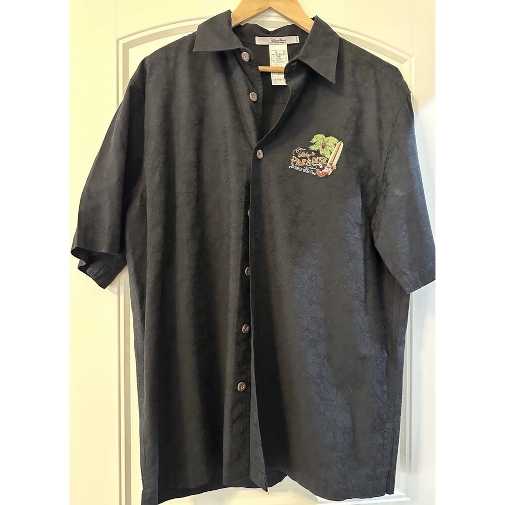 Disney Parks Shirt Men's L Black Mickey Mouse In Paradise‎ Beach Surfboard